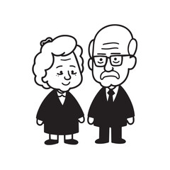 Old people black and white illustration vector image simple minimalist artwork design template
