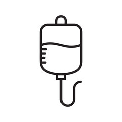 Fototapeta premium IV drip bag line icon. Vector graphic of intravenous infusion for hospital treatment, therapy, and blood donation. 