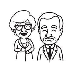 Old people black and white illustration vector image simple minimalist artwork design template
