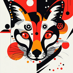 Stylized illustration of a fox face with abstract geometric patterns