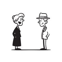 Old people black and white illustration vector image simple minimalist artwork design template
