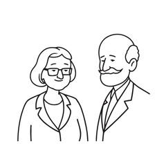 Old people black and white illustration vector image simple minimalist artwork design template
