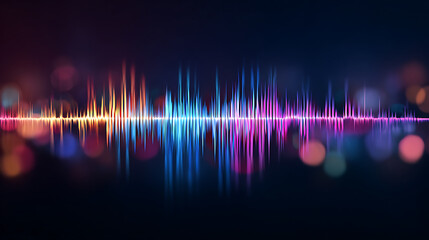 Colorful audio waveform visualization with vibrant light effects on a dark background