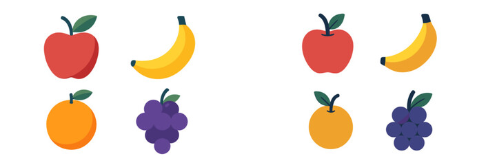 Colorful collection of fresh healthy organic fruits including red apples yellow bananas oranges and purple grapes