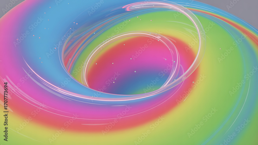Fototapete a mesmerizing 3d rendered abstract form with swirling rainbow colors and a glossy, liquid texture, c