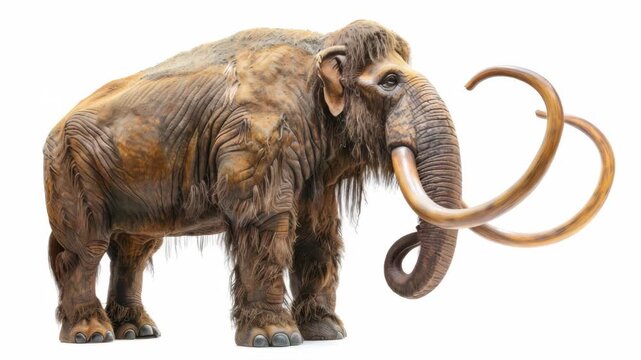 Ancient life-like museum model of a prehistoric extinct Mesozoic dinosaur mammal.