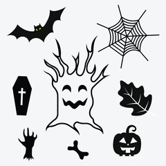 Set of HALLOWEEN symbols vector design template