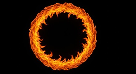 Burning ring of fire against black
