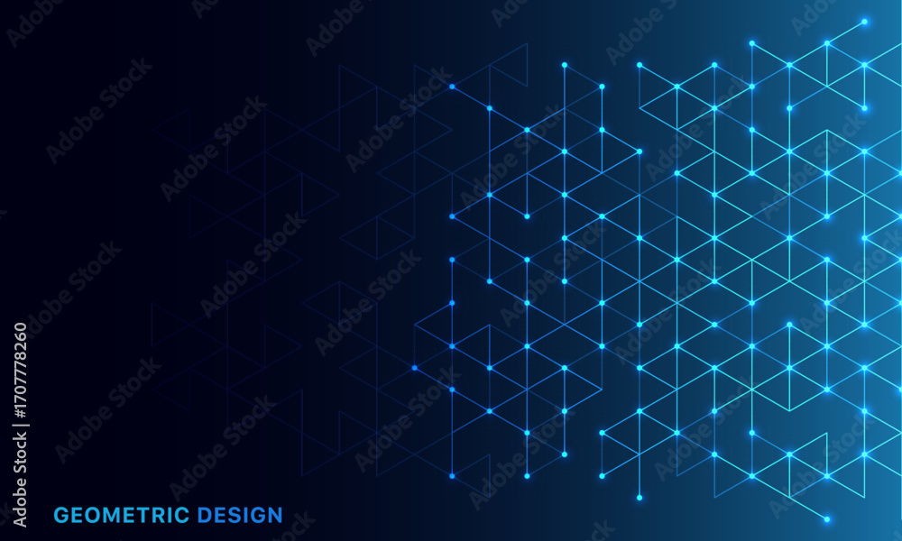 Wall mural abstract technology background with a geometric pattern of triangle shapes