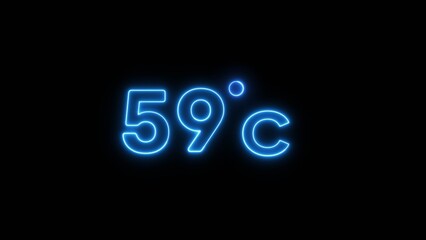 59&deg; Celsius  illustration. Neon Thermometer number.
