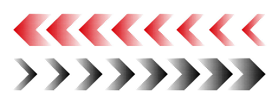 Halftone moving arrow representing speed, acceleration, fast vector illustration.