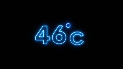 46° Celsius  illustration. Neon Thermometer number.
