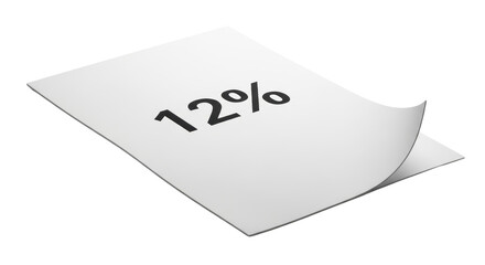 Isolated document sheet, showing value with text, representing percentage, business document