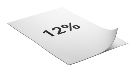 Isolated document sheet, showing value with text, representing percentage, business document