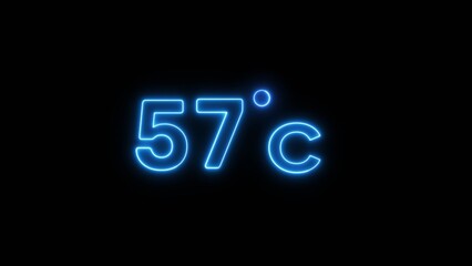 57° Celsius  illustration. Neon Thermometer number.