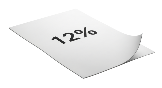 Isolated document sheet, showing value with text, representing percentage, business document