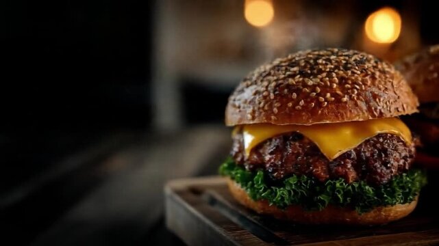 Delicious burgers close up