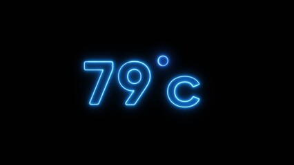 79° Celsius  illustration. Neon Thermometer number.
