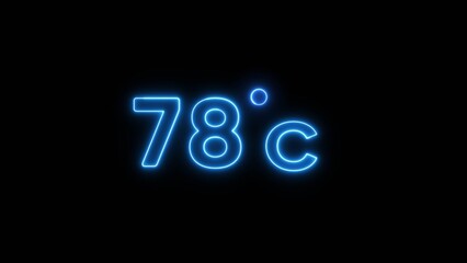 78° Celsius  illustration. Neon Thermometer number.
