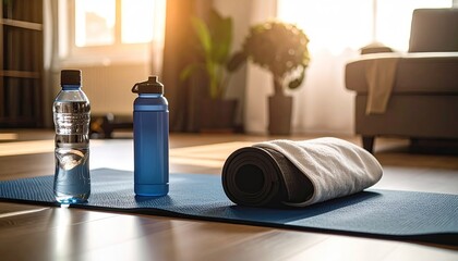 Home Fitness Workout Setup With Resistance Band