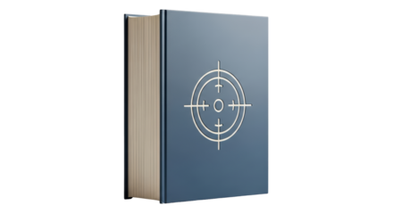 Isolated blue book with a target symbol, educational, training, and learning themes