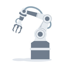 A versatile industrial robot arm with a gripper, designed for complex assembly lines. It represents the pinnacle of modern engineering and manufacturing automation.