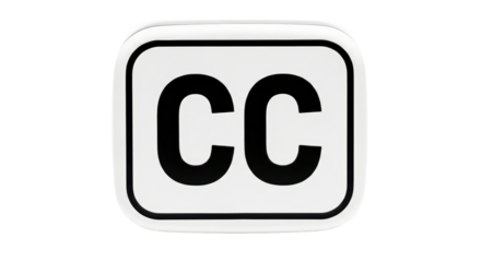 Isolated Closed Captioning Symbol, Black and White Icon for Audio Visual Media Content