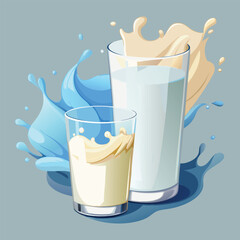 Milk vector. milk.  Realistic glass of milk isolated on transparent background. Vector illustration. Glass of milk. Toasting with Milk Glass. Tall glass of milk against a white background. 