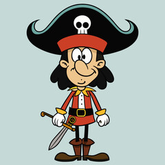 cartoon pirate with a sword
