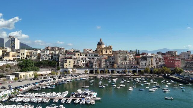 drone, vista su Torre Annunziata, Napoli, Italia