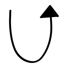 Hand drawn black u turn arrow. 