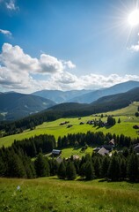 Obraz premium mountain landscape with blue sky and clouds