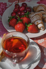 Breakfast with Fresh Fruit and Tea