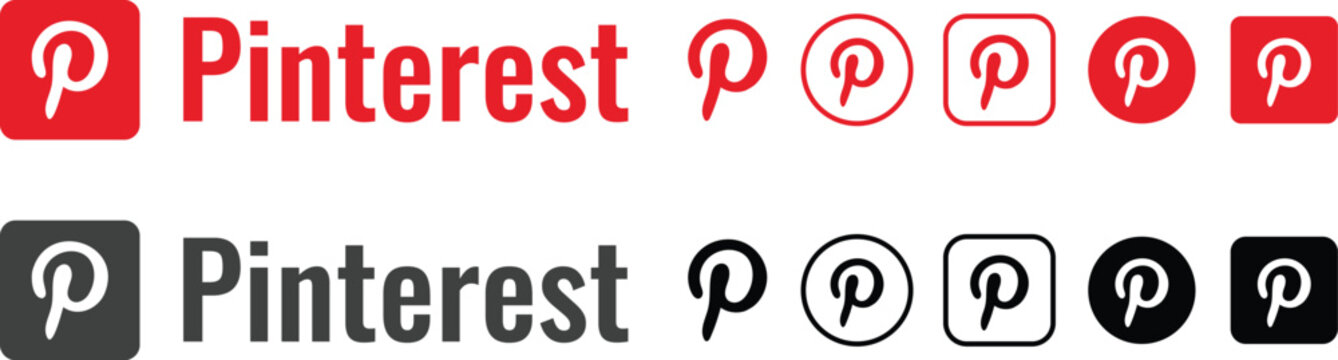social media pinterest logo icon. popular social media icons. social network logos. Communication app symbol
