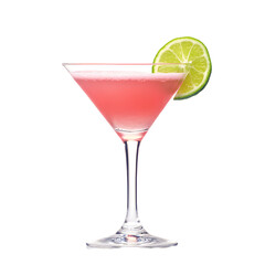 Exquisite Pink Cocktail Martini Glass Lime Slice Refreshing Drink Photography