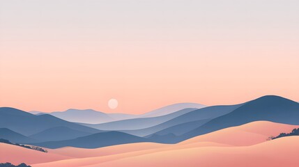 Fototapeta premium Abstract mountain landscape poster, modern nature wall art, vector style.