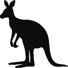 Standing Kangaroo Silhouette Clean Vector Icon, Minimal Australian Marsupial Illustration