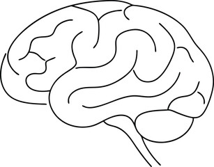 Continuous Line Drawing Brain Vector, One Line Brain Art Vector Illustration