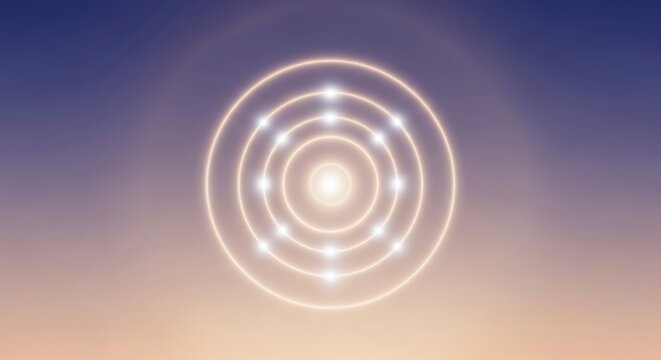 Glowing oval aura with concentric circles and inner lights