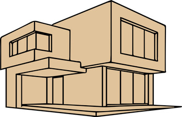 Minimalist Line Art Modern House 