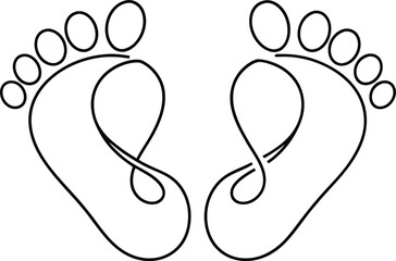 Line Drawing of Two Feet, Continuous Outline Art, Minimalist Vector Graphic for Design