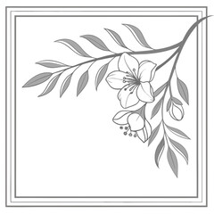 Vector art of an elegant floral corner design featuring delicate blossoms and leaves, perfect for adding a touch of nature and sophistication to any project