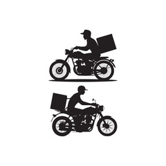 Obraz premium Motorcycle Delivery Silhouette Vector Icon – Food Courier Bike Illustration