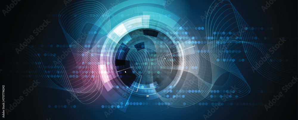 Poster abstract circle on technology or business futuristic particle background