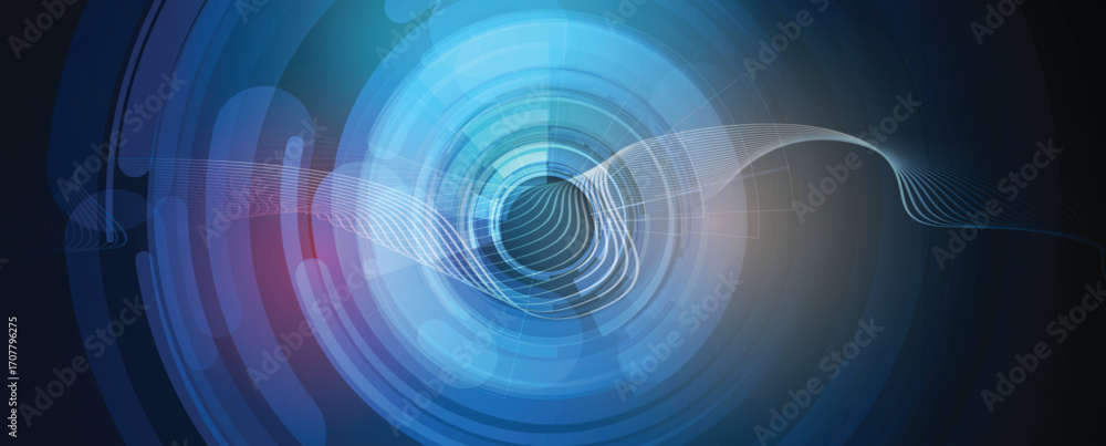 Poster abstract circle on technology or business futuristic particle background