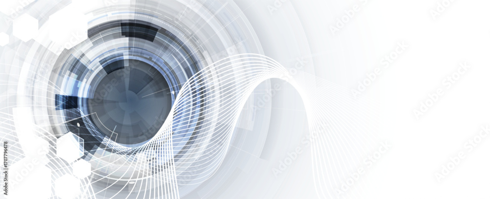 Poster abstract circle on technology or business futuristic particle background