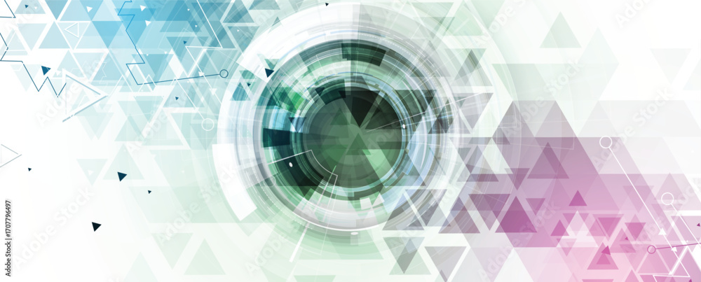 Poster abstract circle on technology or business futuristic particle background