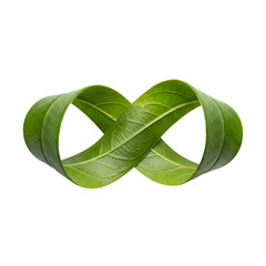 Green Leaves Form Infinity Symbol on Transparent Background, Representing Eternal Growth and Nature