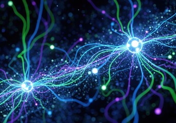 Abstract visualization of a complex logistics network with data analytics dashboards and glowing pathways. Futuristic digital map showing interconnected data routes and a supply chain infrastructure 
