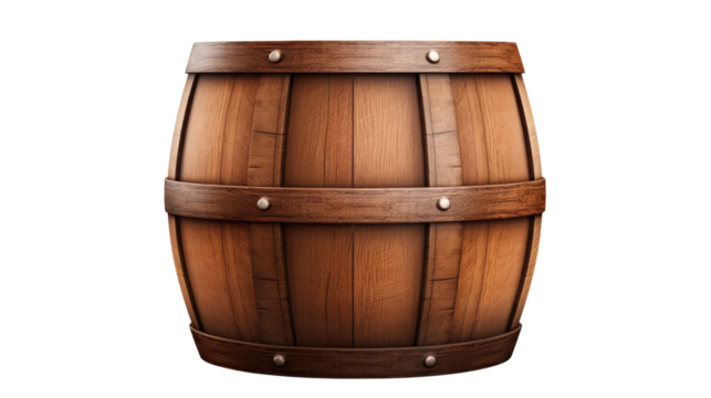 Wooden barrel isolated on white background